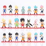 Tinion Dragon Ball Z Goku Action Figure Set Miniature Doll Toy Figure Special Edition for Car Dashboard, Decoration, Cake, Office Desk & Study Table (Height- 8cm) - Pack of 21