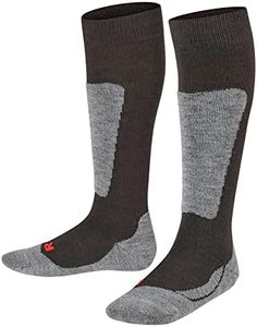 FALKE Unisex Kids Active Ski Ski Socks, Knee High, Medium Cushion, Anatomic Fit, Breathable Quick Dry, Merino Wool, Black (Black 3000), 7-9.5, 1 Pair