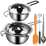 Artcome 5pcs Double Boiler Melting Pot Set - 600ML/0.6QT and 1000ML/1QT Chocolate Stainless Steel Melting Pot, Decorating Spoons, Silicone Spatula and Dipping Tool for Melting Chocolate, Candy, Soap