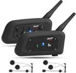 EJEAS V6 Pro Motorcycle Bluetooth Headset, 2 Riders Intercom Bluetooth 5.1 Helmet Communication System with Hands-Free Call and Noise Reduction for Motorcycling Skiing and Climbing (2 Pack)