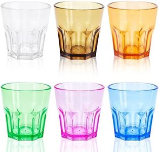 6 Pcs Plastic Drinking Glasses, Acrylic Coloured Water Tumblers, Unbreakable Plastic Cups, Kids Drinking Cups, Reusable Drinkware Tumblers for Children Kitchen Picnic Party Juice (6pc-6color-160ml)