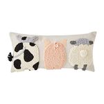 Mud Pie Raised Hook Farm Animal Pillow, White