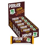 Perkier Cocoa Low Calorie Snack Bars (20 Pack) – Vegan – Gluten Free – Protein – High Fibre – Lower Sugar - Natural Ingredients – Lower Calorie – Healthy – No Palm Oil