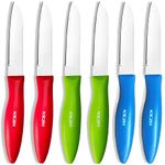 NTCZH Classic Paring Knives with Straight Edge, Spear Point Color Paring Knife Set of 6, Fruit and Vegetable Knife, Ultra Sharp Kitchen Knives, German Steel, PP Plastic Handle, red/Green/Blue