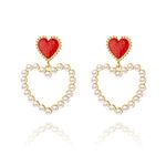 Pearl vintage drip oil Heart Earrings for Women & Girls, Perfect Heart Jewelry as Valentines Day Ornament