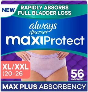 Always Discreet MaxiProtect Adult Diapers for Women, Incontinence Underwear, Postpartum Essentials, Bladder Leak Protection, Disposable Briefs, Maximum Plus Absorbency, Size XL/XXL, 56 Count