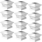 Davinci Lighting Renaissance Solar Outdoor Post Cap Lights - Includes Bases for 4x4 5x5 6x6 Posts - Bright LED Light - Pearl White (12 Pack)