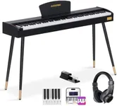AODSK Beginner Digital Piano 88 Key Keyboard,Full-size Electric Piano for Beginners,with Sheet Music Stand,Pedal,Power Adapter,Headphone Mode,USB-MIDI,Beginner Lessons,Black,-Comes with headphones