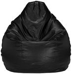 caddyFull Leather Bean Bag Without Beans | Leatherette Bean Bag Cover for Indoor Living Room Gamer (Black)
