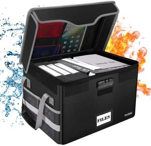 Fireproof Document Box File Storage Box Document Organiser with Lid Collapsible Filing Cabinet Box with Lock for Home Office Keeping Important Working paper Certificate Contracts Bills Souvenirs Books