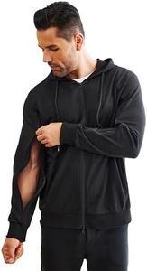 Deyeek Dialysis Sweatshirts with Arm Zipper Jacket Full-Zip Lightweight Hemodialysis Cotton Jacket with Pockets Black