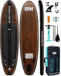BEYOND MARINA Inflatable Paddle Board Stand Up Paddle Board, 10'6"x32"x6" Featherlight Sup Board for Youth & Adult | Premium Double Action Pump, Backpack, Fiberglass Paddle, Leash, Wood
