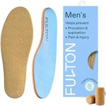 Fulton Men's Shock Absorbing Insoles with High Impact Arch Support - Custom Molding Cork Inserts Alleviate Plantar Fasciitis & Foot Fatigue- Athletic Running Insoles for Men (Men's Size 13.5-14)