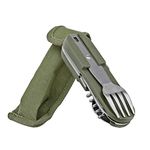 Wendergo Folding Camping Cutlery Set 8 in 1 Stainless Steel Reusable Travel Cutlery Portable Utensil Detachable Tableware with Pouch Case for Camping Picnic Hiking Fishing and On The Go