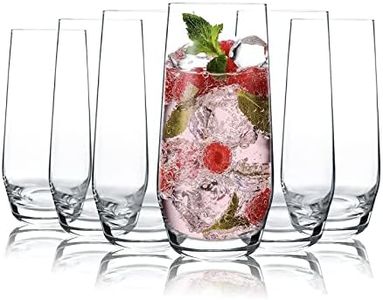 DESIGN•MASTER - Premium Large Capacity Drinking Glass Tumbler Highball Glass Tableware for Water, Juice, Beer and Cocktails, Set of 6 Drinking Glasses, 18.6 Oz (Clear)