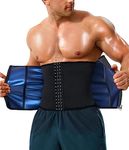 KUMAYES Waist Trimmer for Men, Sweat Belt Sauna Waist Trainer Double Layer Waist Trimmer with Zip for Men, for Workout, Running, Fitness and Gym Black