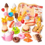 TECHNOK 79PCS Pretend Play Kitchen Toys Cookware with Play Street Food Toy Set - Burger Hot Dog Ice Cream - Play Dishes Cookware Set - Play Food Set for Toddler Boys Girls 3+ Years