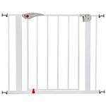 Stair Gate No Drilling No Screws, Baby Gate of Width 75 cm to 85 cm, 10 cm Extension Stair Gates for Baby, Stair Gates for Dogs, Safety Gates for Kids, Auto Close with 90° Two Way Opening, White