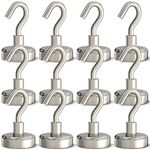 GREATMAG Magnetic Hooks Heavy Duty, 35 lbs Magnets with Hooks for Hanging, Magnet Hooks for Cruise, Grill, Fridge, Kitchen Pack of 12