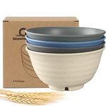 shopwithgreen Wheat Straw Cereal Bowls, Reusable Unbreakable Bowls for Kitchen, Set of 4, Microwave and Dishwasher Safe Bowl for Soup, Oatmeal, Ramen, RV, Camping, College Dorm Room, 30 OZ