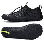UBFEN Water Shoes Aqua Shoes Swim Shoes Mens Womens Beach Sports Quick Dry Barefoot for Boating Fishing Diving Surfing with Drainage Driving Yoga Size 12 Women / 10 Men E Black