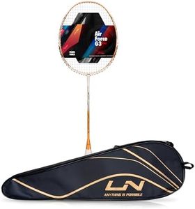 Li-Ning Air-Force G3 Carbon Fibre Badminton Racket for Adults | Premium Shuttle Racquet with Protective Full Cover | Expertly Strung for Maximum Power (White/Light Orange/Black)