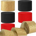 Black and red Gold Crepe Paper Streamers Party Streamer 1.8 Inch Widening 6 Rolls,red and Gold Black Party Decorations Streamer 82 feet per roll for Birthday Wedding Party Decorations