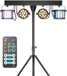 Erreyht 60W RGBW Derby LED Par DJ Light Set with Stand and Remote Control, Partybar Stage Lighting with dmx-3/6/15CH Disco Light for KTV, Churches, Concerts, Weddings, Christmas
