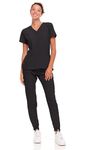 Natural Uniforms Womens Cool Stretch Jogger Scrub Set (Black, Medium)