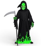 Spooktacular Creations Boys Grim Reaper Costume Halloween Fancy Dress Costume Kids, Scary Halloween Outfit, Black, Medium (8-10 yrs)