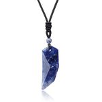 COAI Wolf Tooth Amulet Sodalite Pendant Necklace Adjustable Cord