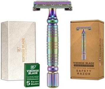 VIKINGS BLADE Double Edge Safety Razor + 5 Swedish Steel Blades + Luxury Case. Smooth, Reusable, Recyclable (Chieftain "Aurora")