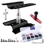 Aluminum Alloy RC Car Work Stand Repair Workstation with Screws Kit & 17mm Hex Wheel Wrench 360 Degree Rotation Lift/Lower for 1/8 1/10 1/12 Scale Cars Trucks Buggies (Black)