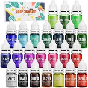 Colorante Jabón - 24 Colores Tinte de Jabón Líquido para Fabricación de Jabón, Bomba de Baño - Colorante de Jabón Concentrado Grado Alimenticio para Elaboración Jabon Artesanales DIY, Manualidades