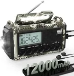 Hand Crank Solar Emergency Radio with Auto NOAA Weather Alert, 44400mWh Battery Powered Portable AM/FM/Shortwave, Wind Up Transistor Radio with Phone Charger, SOS Alarm, Flashlight for Survival