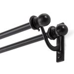 Kenney Scroll Bracket Double Window Curtain Rod Set, 28 to 48-Inch, Black