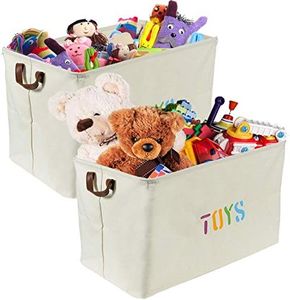 Woffit Set of 2 Toy Storage Organizer Baskets for Nursery, Playroom, Kids & Living Room, Etc, Extra Large Sturdy and Collapsible Tote Bins for Children & Dog Toys Great Chest Box for Boys & Girls