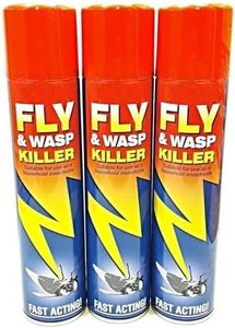 3 PCS FLY & WASP KILLER INSECTICIDE FAST ACTING PEST AEROSOL SPRAY 300ML