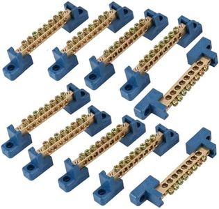 10 Pack 8 Terminal Bus Bar Terminal Block Brass Wire Screw Terminal for Car Boat Marine Ground Power Distribution