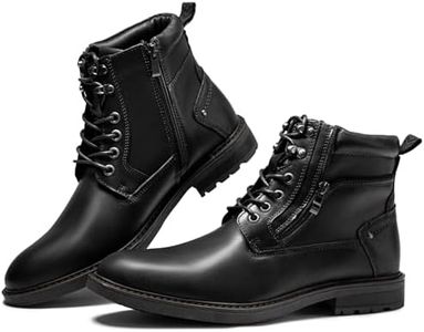 Arkbird Mens Casual Boots Genuine Leather Motorcycle Combat Chukka Zipper Ankle Dress Boot for Men