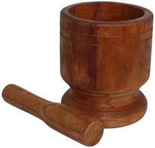 IMUSA USA LIS-009 5'' Wide Wood Jumbo Mortar & Pestle