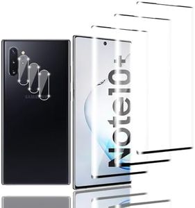 Zicurz 3+3 Piezas Protector de Pantalla para Samsung Galaxy Note 10 Plus Cristal Templado, 3 Piezas Vidrio Templado y 3 Piezas Protector de Lente de Cámara, HD Transparente 9H Ultra Resistente