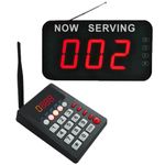 CYSSJF Wireless Queue Calling System,3-Digit, Restaurant Pager System for Number Calling, Queue System, Now Serving Number System, Customer Waiting Number Caller (1 LED Numeric Display+1 Keyboard)