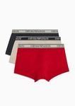 Emporio Armani Men's Stretch Cotton Core Logoband 3-Pack Trunk, Nude/Marine/RED, M (Pack of 3)