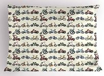 Ambesonne Sports Pillow Sham, Colorful Composition of Bicycles Boys Girls Riding Sports Activity Theme Pattern, Decorative Standard King Size Printed Pillowcase, 36 X 20 Inches, Multicolor