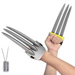 DMAR 2 Pieces Plastic Wolverine Claws Safe Weapon Ninja Cosplay Halloween, Pretend Play Costume Accessory for Kids (Grey)