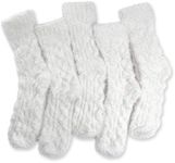 TOCONFFON Womens Fuzzy Socks Slipper Soft Plush Warm Fluffy Winter Sleep Cozy Socks(5 White Rope Texture,4-9)