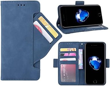 GoshukunTech Case for iPhone 7,for iPhone 8 Case,for iPhone SE 2020/iPhone SE 5G 3rd Gen Wallet Case[5 Card Slots Leather Wallet] Soft TPU Inner Case Flip Cover Stand Feature-Navy Blue