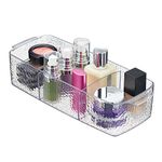 InterDesign Rain Cosmetic Organizer Bin for Vanity Cabinet to Hold Makeup, Beauty Products - Deep, Clear