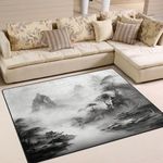 ALAZA Chinese Mountain Watercolor Landscape Area Rug Rugs for Living Room Bedroom 7' x 5'